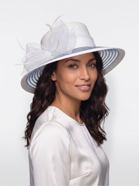 Bellissima Spring Summer Easter Church Wedding Derby Hat Sheer Wide Brim New $78